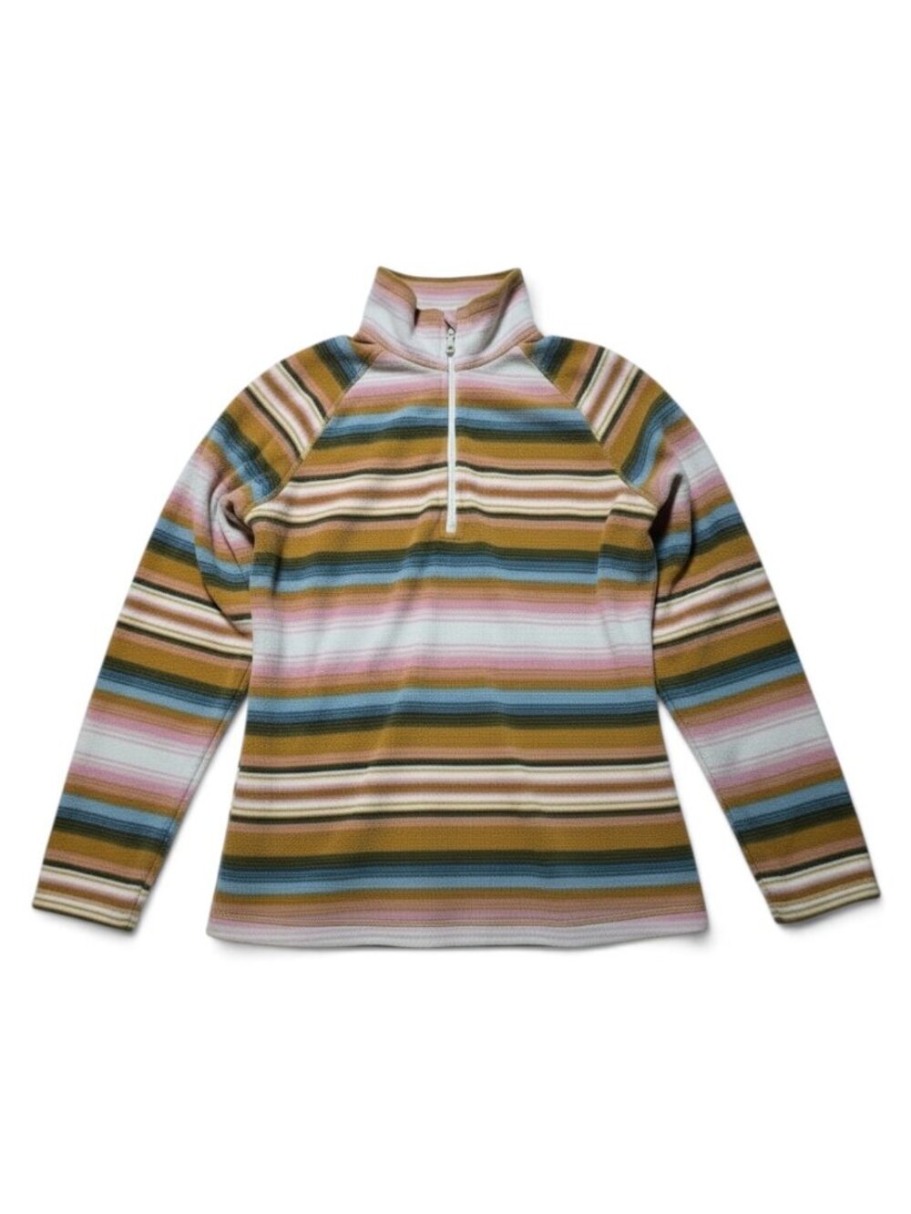 Eddie Bauer Womens Small Striped Fleece Quarter Zip Pullover Multicolor